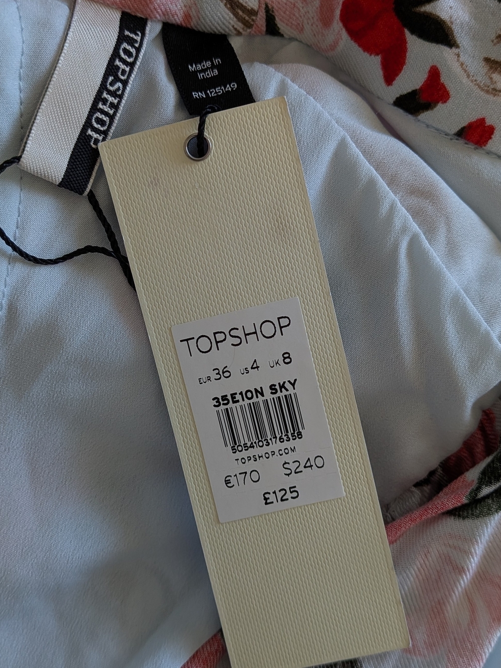 NWT TopShop Light Blue Red Pink Rose Skater Beaded Jewel Floral Dress 4 - Picture 12 of 14